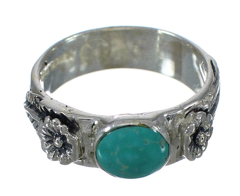 Flower Sterling Silver Turquoise Southwest Ring Size 7-1/2 YX90503